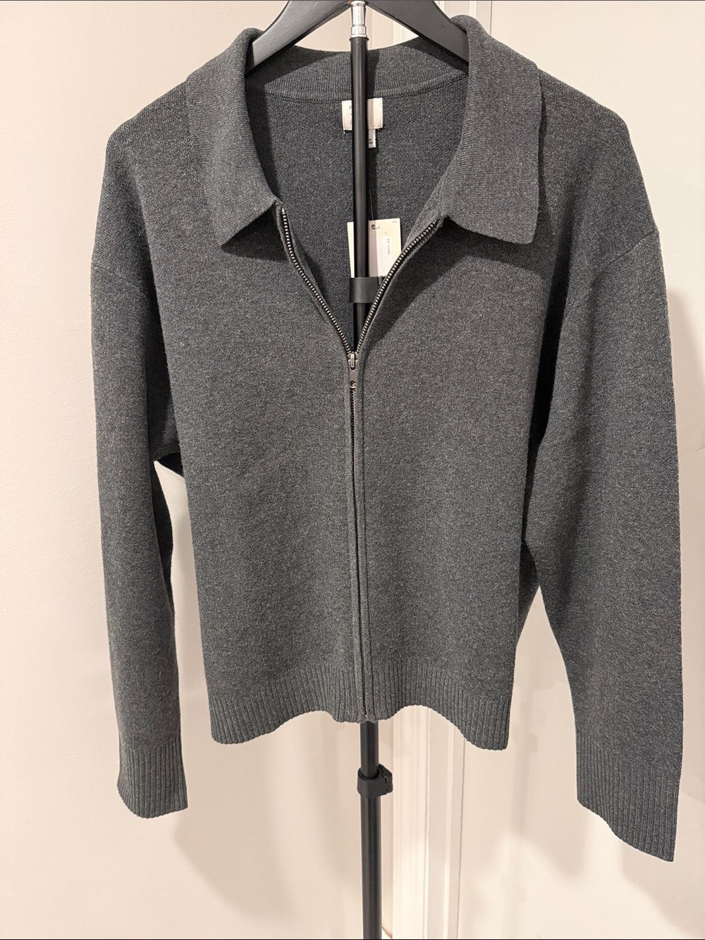a new day Charcoal Zip-Up Collared Cardigan - Picture 3 of 6